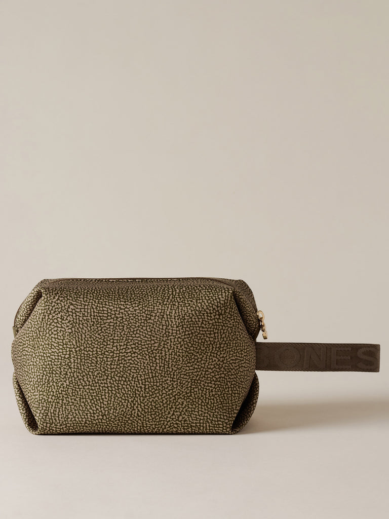 Busta di Tessuto riciclato Op e Pelle - COSMETIC CASE CLASSICA MEDIUM - Borbonese