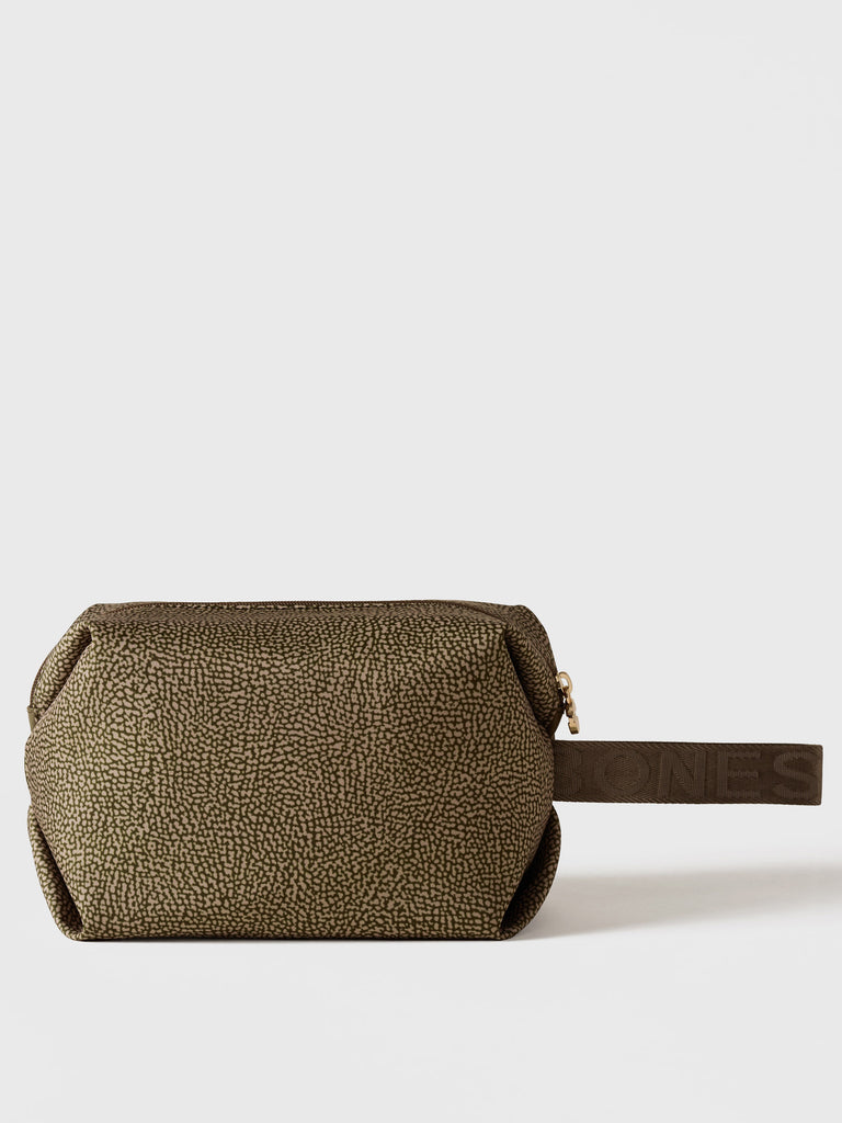 Busta di Tessuto riciclato Op e Pelle - COSMETIC CASE CLASSICA MEDIUM - Borbonese