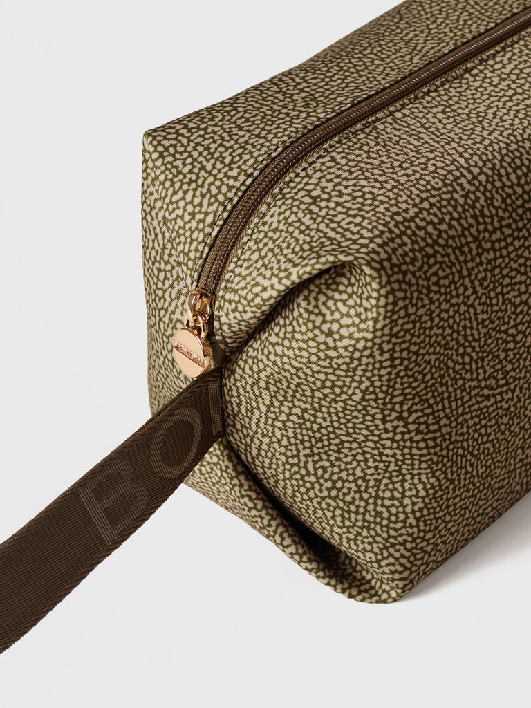 Busta di Tessuto riciclato Op e Pelle - COSMETIC CASE CLASSICA MEDIUM - Borbonese