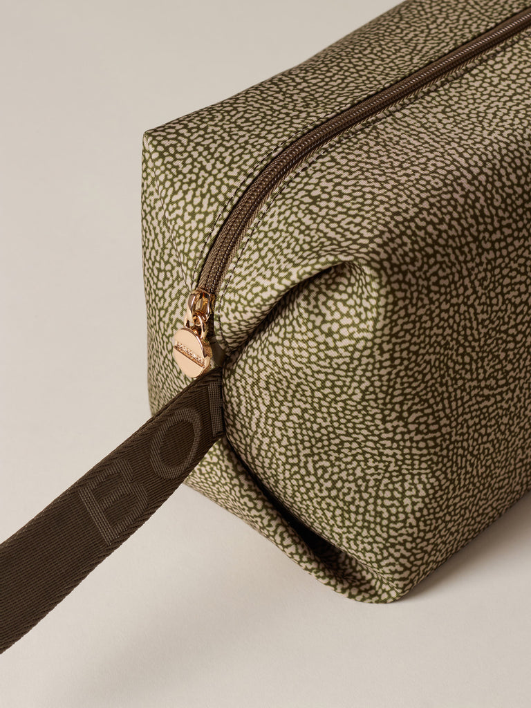 Busta di Tessuto riciclato Op e Pelle - COSMETIC CASE CLASSICA MEDIUM - Borbonese