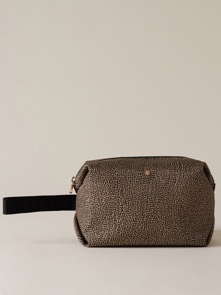 Op Recycled fabric and Leather Case - CLASSICA COSMETIC CASE MEDIUM - Borbonese