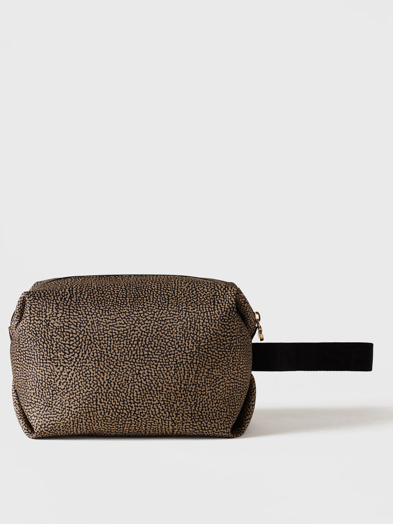 Busta di Tessuto riciclato Op e Pelle - COSMETIC CASE CLASSICA MEDIUM - Borbonese