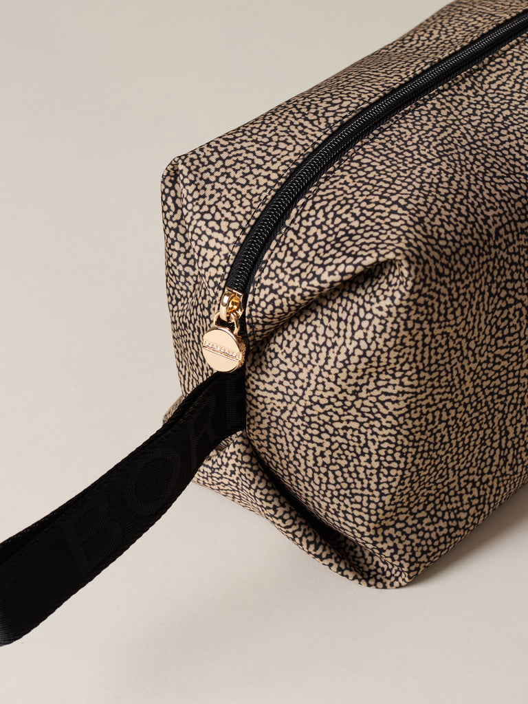 Op Recycled fabric and Leather Case - CLASSICA COSMETIC CASE MEDIUM - Borbonese