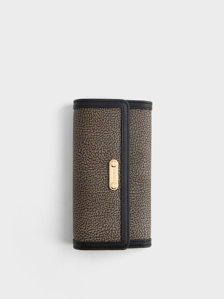 Op Coated Canvas Wallet - LARGE WALLET WITH FLAP - Borbonese