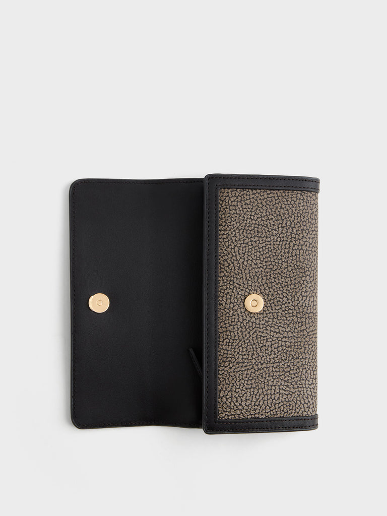 Op Coated Canvas Wallet - LARGE WALLET WITH FLAP - Borbonese