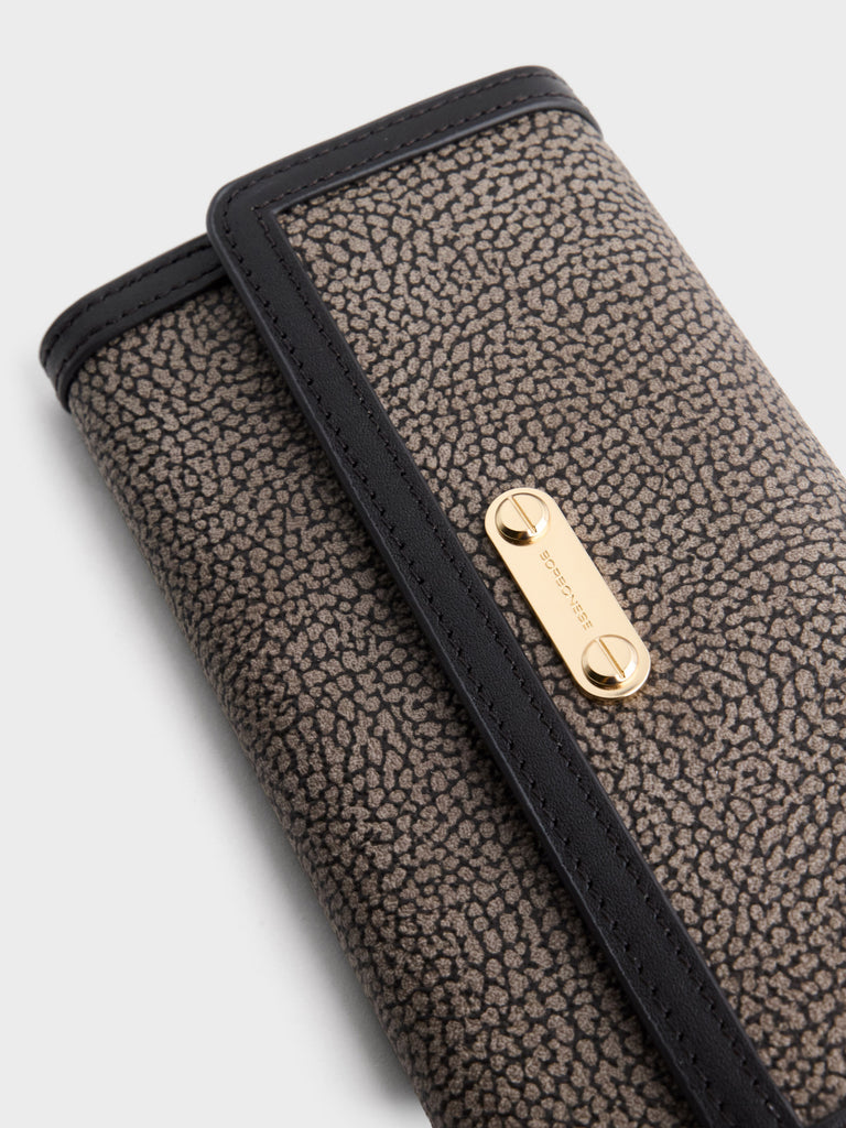 Op Coated Canvas Wallet - LARGE WALLET WITH FLAP - Borbonese