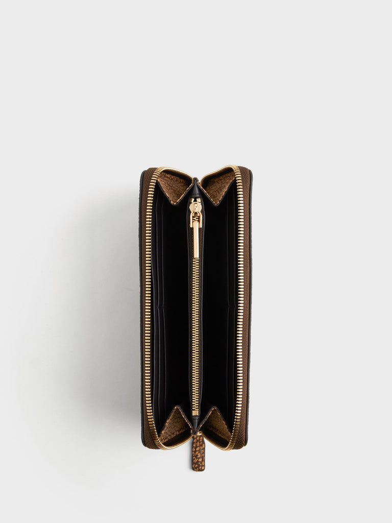 Leather Wallet - LARGE ZIP AROUND SLIM WALLET - Borbonese