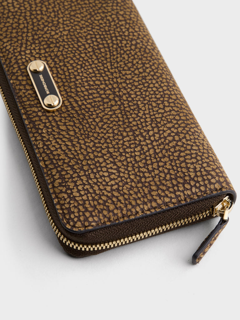 Leather Wallet - LARGE ZIP AROUND SLIM WALLET - Borbonese