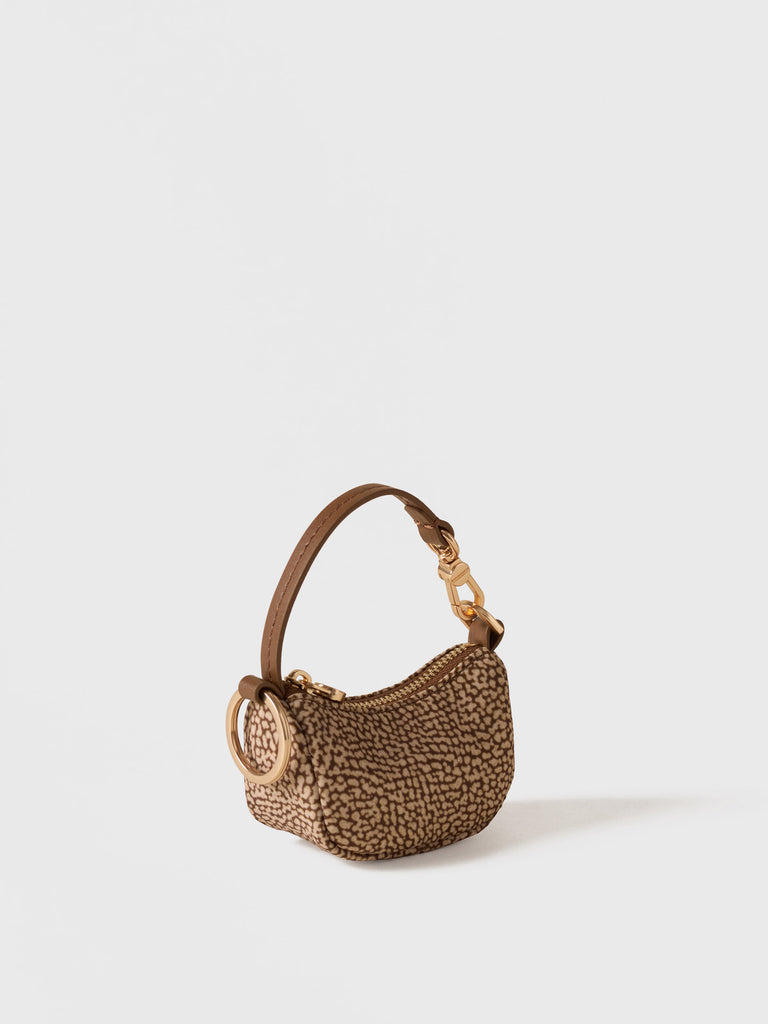 Op Recycled Fabric and Leather Keychain - LUNA KEYCHAIN - Borbonese