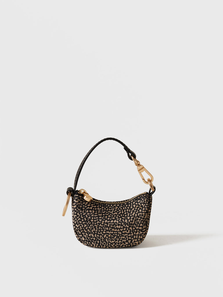 Op Recycled Fabric and Leather Keychain - LUNA KEYCHAIN - Borbonese