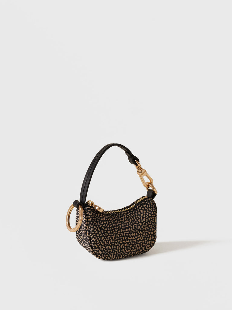 Op Recycled Fabric and Leather Keychain - LUNA KEYCHAIN - Borbonese