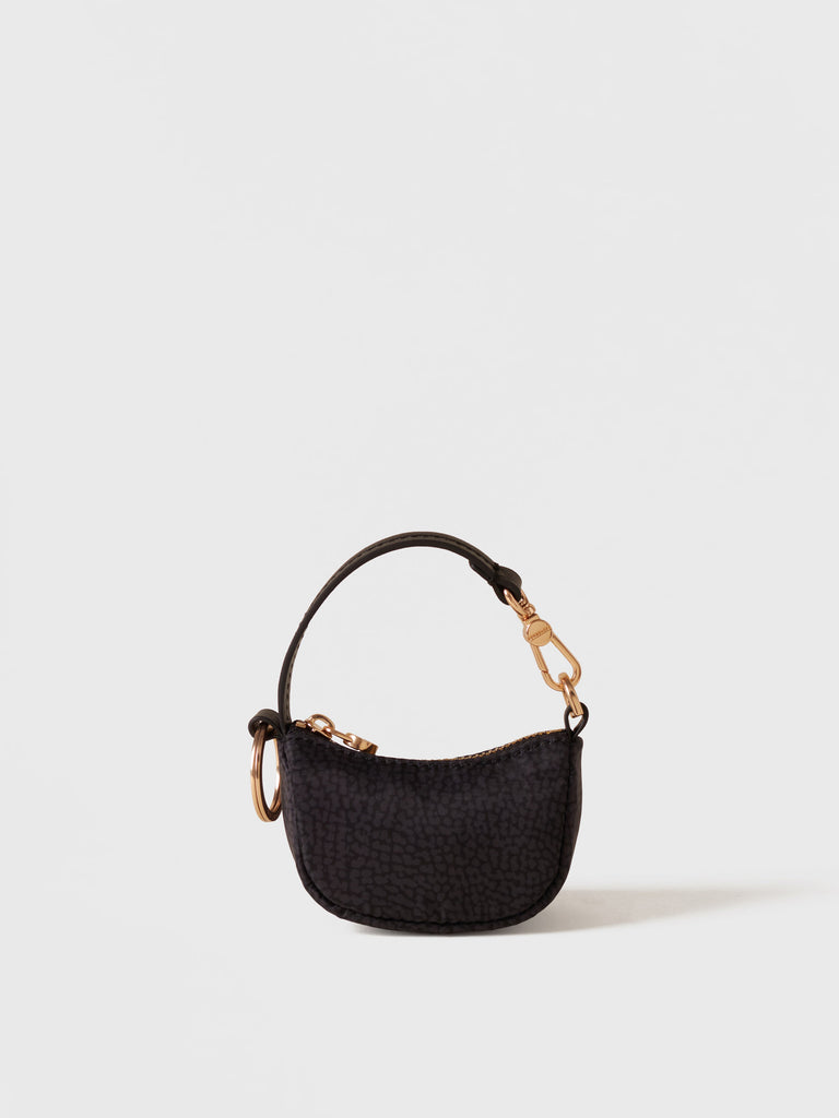 Op Recycled Fabric and Leather Keychain - LUNA KEYCHAIN - Borbonese