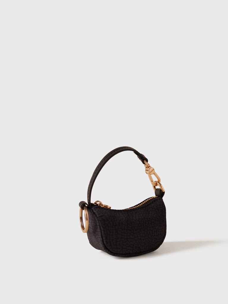 Op Recycled Fabric and Leather Keychain - LUNA KEYCHAIN - Borbonese