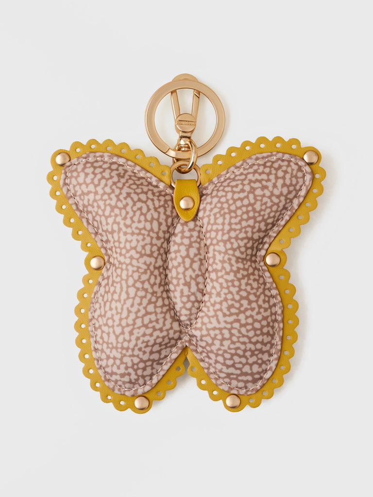 OP printed recycled fabric and Microfiber key case - BUTTERFLY KEYCHAIN - Borbonese