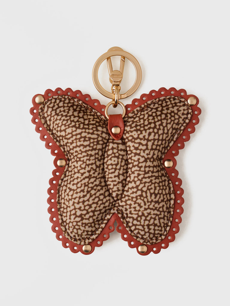 OP printed recycled fabric and Microfiber key case - BUTTERFLY KEYCHAIN - Borbonese