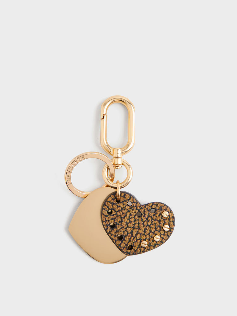 Op covered canvas keyring - HEART KEYCHAIN - Borbonese