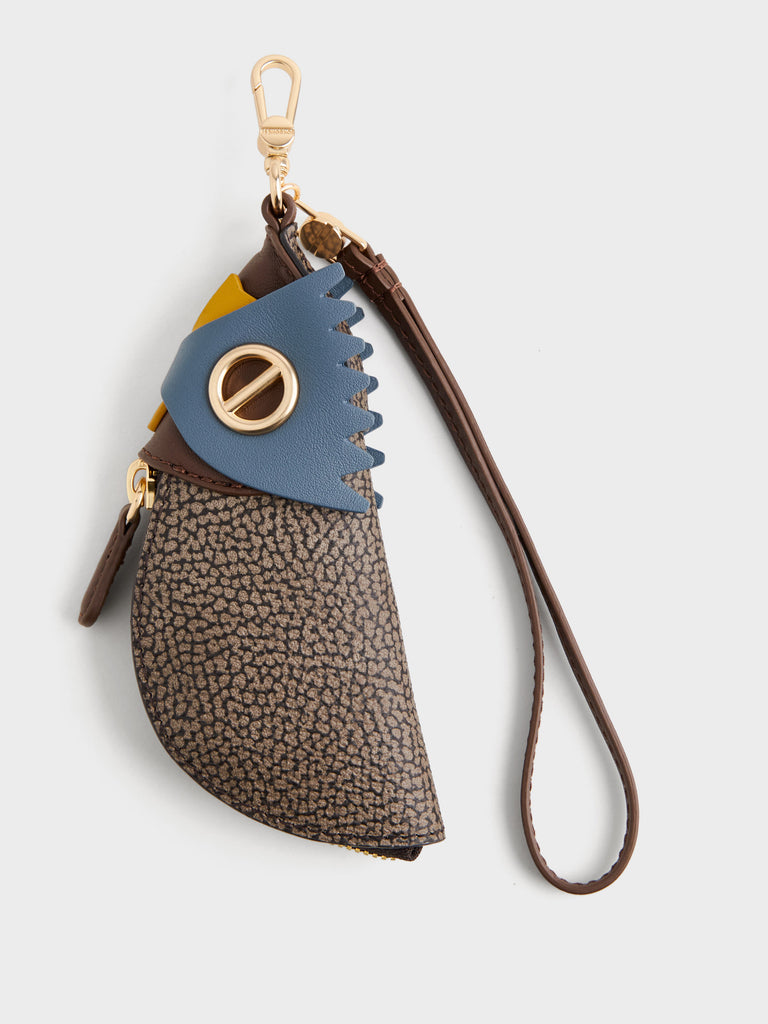 Key ring and coin purse in coated canvas Op - OWL KEYCHAIN - Borbonese