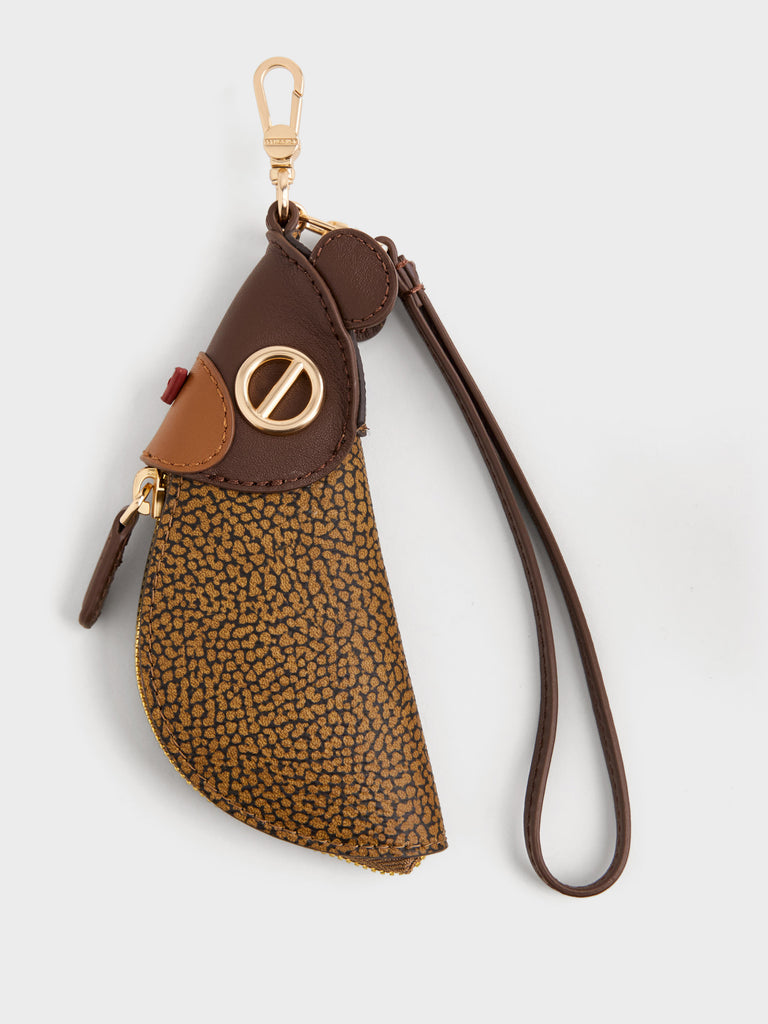Key ring and coin purse in coated canvas Op - BEAR KEYCHAIN - Borbonese