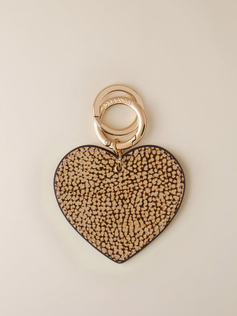 OP Printed Leather Keychain - HEART KEYCHAIN - Borbonese