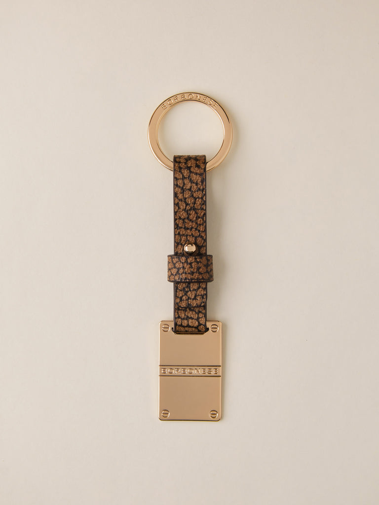 Metal and OP Coated Canvas Keychain - LOGO TAG KEYRING - Borbonese