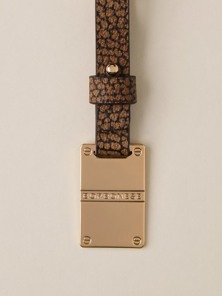 Metal and OP Coated Canvas Keychain - LOGO TAG KEYRING - Borbonese