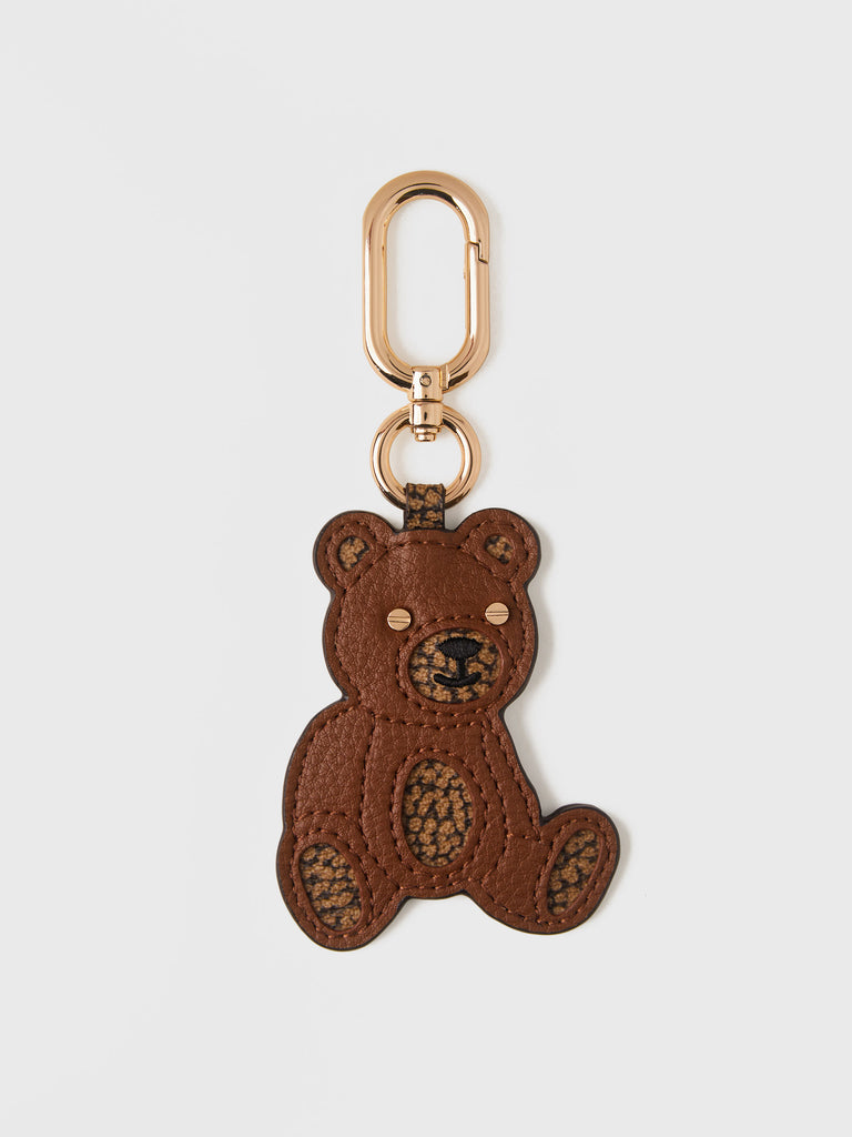 Leather and OP Coated Canvas Keychain - BEAR KEYRING - Borbonese