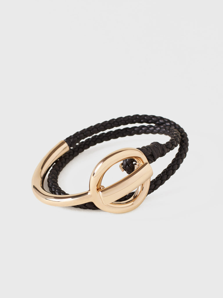 Bracciale a doppio giro in pelle e metallo - BRACCIALE A DOPPIO GIRO VITE - Borbonese