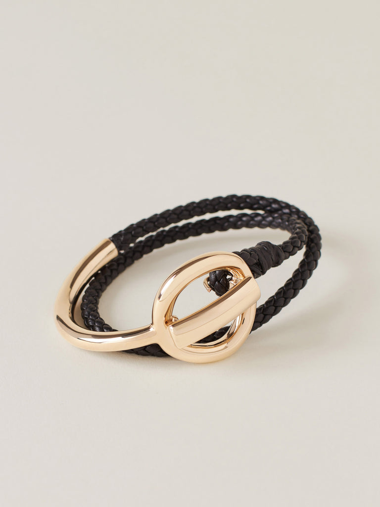 Bracciale a doppio giro in pelle e metallo - BRACCIALE A DOPPIO GIRO VITE - Borbonese