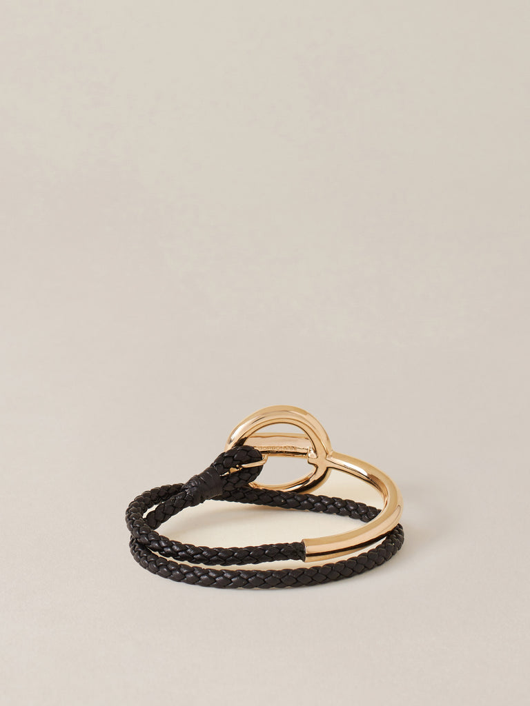 Bracciale a doppio giro in pelle e metallo - BRACCIALE A DOPPIO GIRO VITE - Borbonese