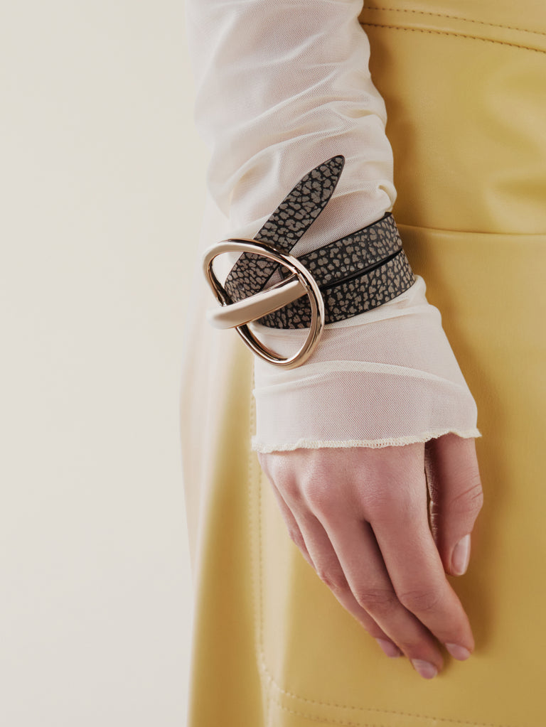 Bracciale a doppio giro in pelle e metallo - BRACCIALE A DOPPIO GIRO VITE - Borbonese