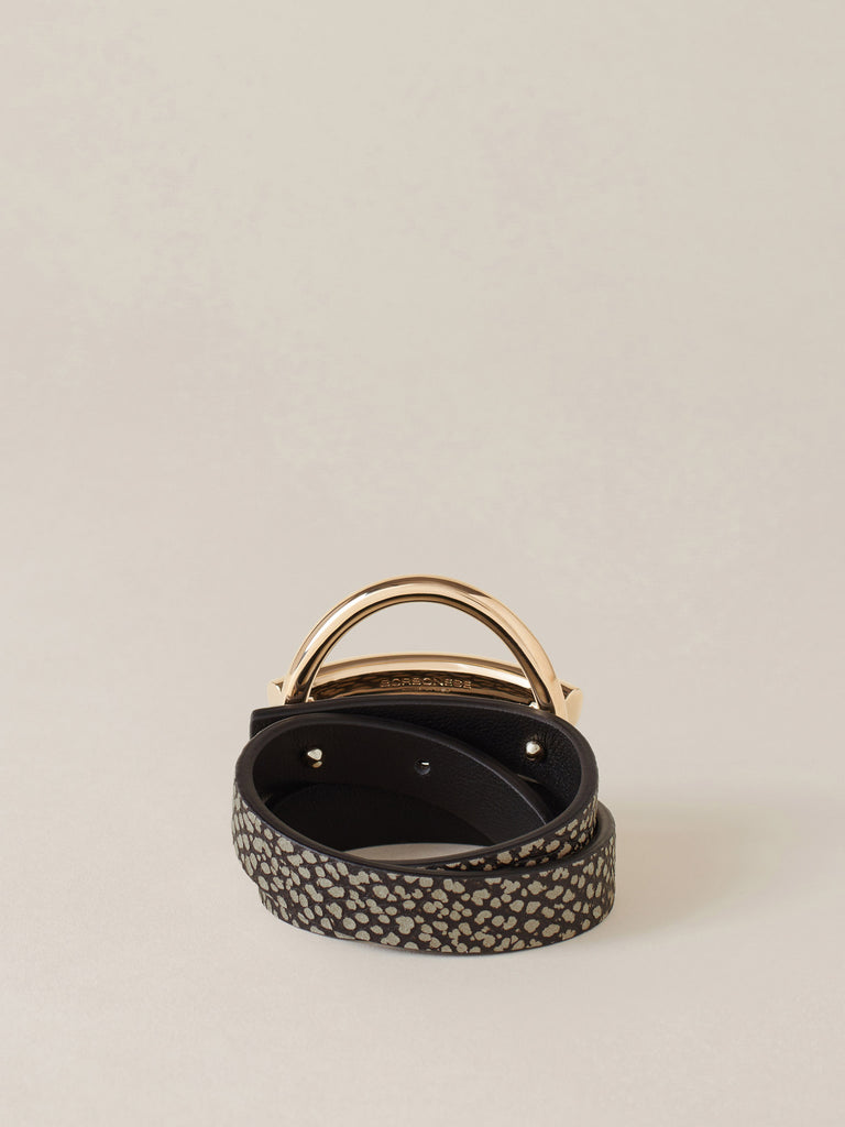 Bracciale a doppio giro in pelle e metallo - BRACCIALE A DOPPIO GIRO VITE - Borbonese