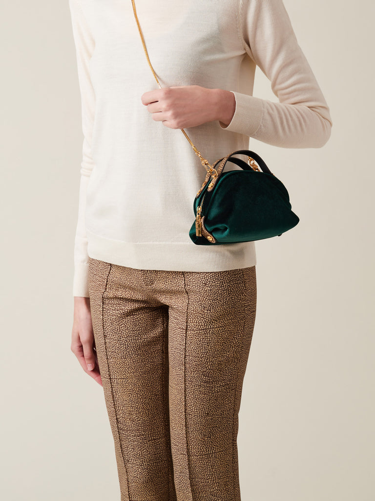 Velvet Handbag - MINI BOWLER BAG - Borbonese