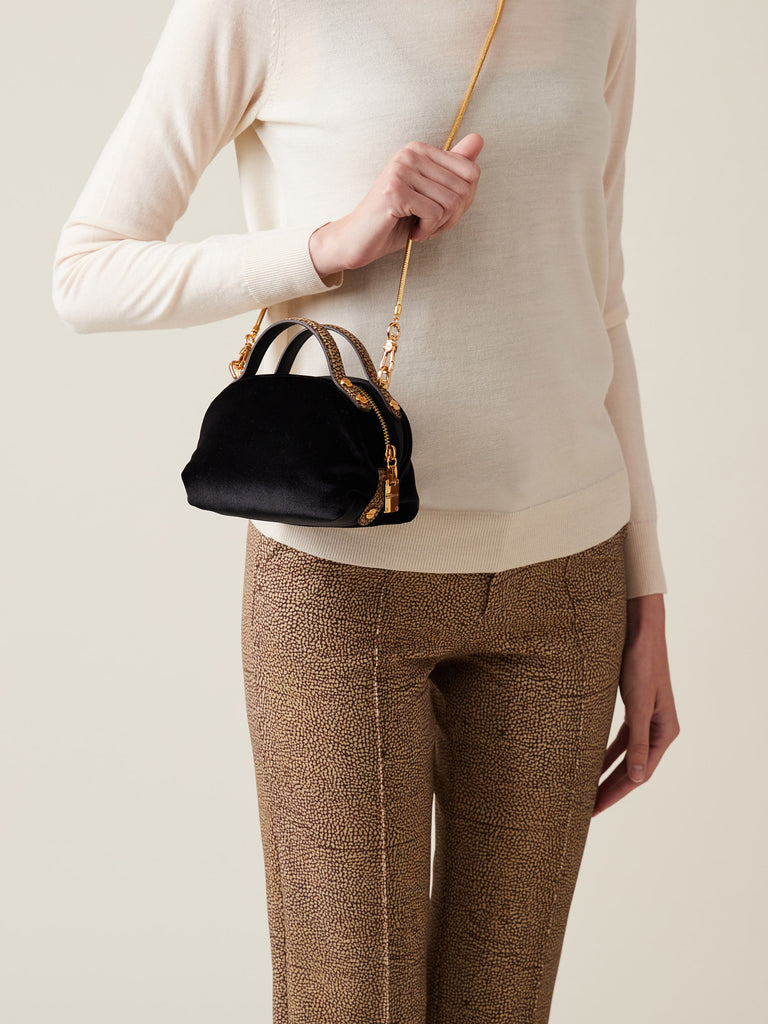 Velvet Handbag - MINI BOWLER BAG - Borbonese
