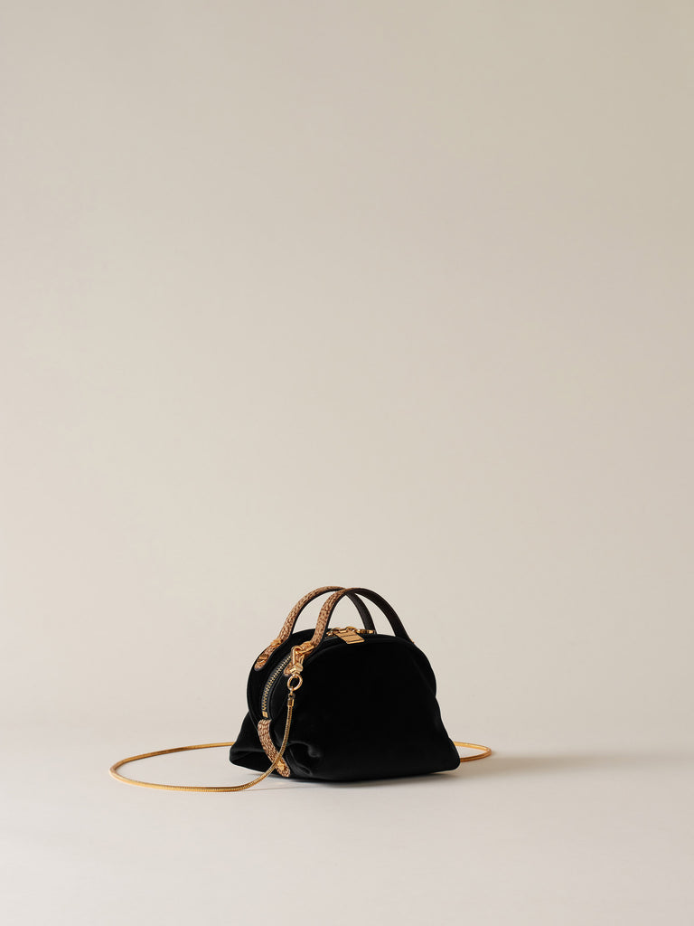 Velvet Handbag - MINI BOWLER BAG - Borbonese