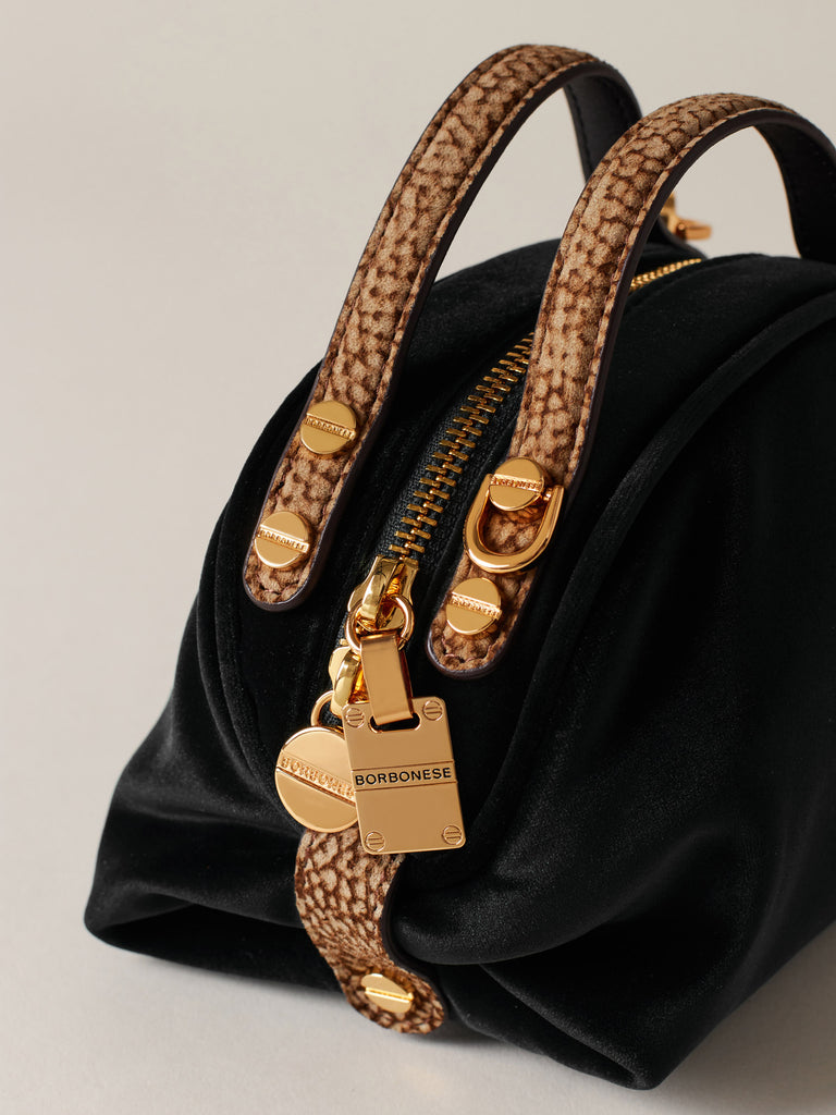 Velvet Handbag - MINI BOWLER BAG - Borbonese