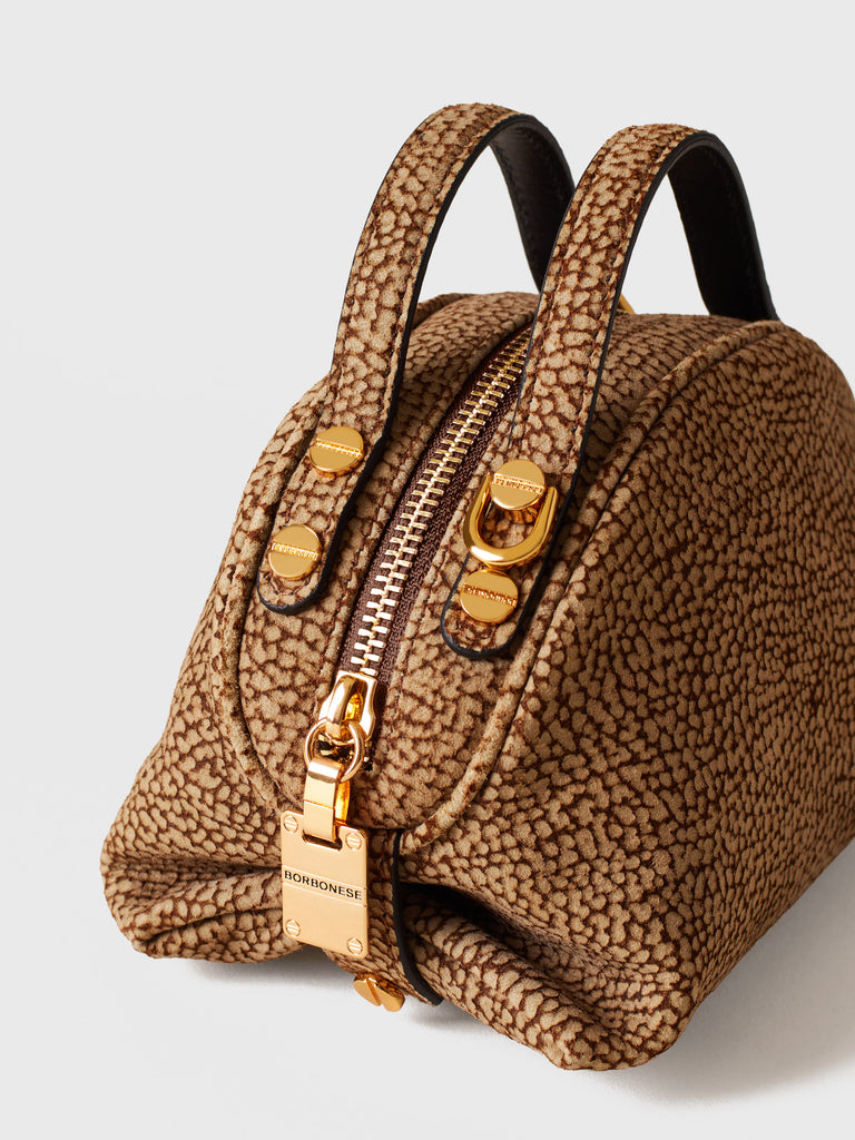 OP Suede Handbag - MINI DUFFLE BAG - Borbonese