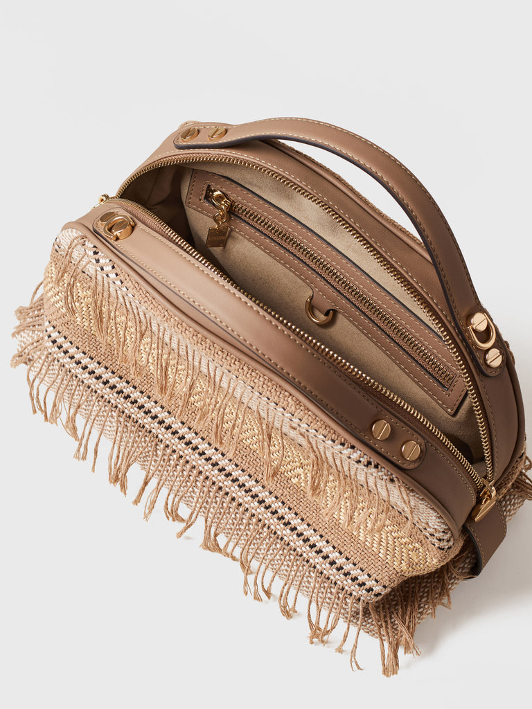 Jacquard fabric shoulder bag - BOWLER BAG SMALL - Borbonese