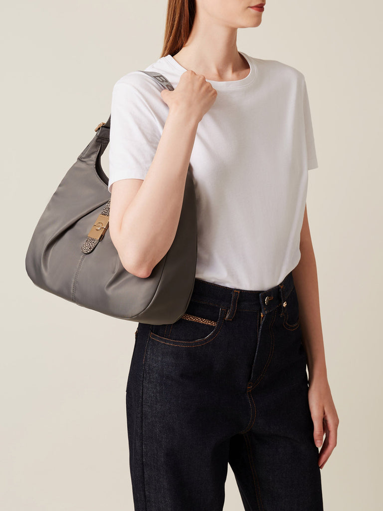 Borbonese 54 Borsa Hobo M Cortina Nylon Default Title_2