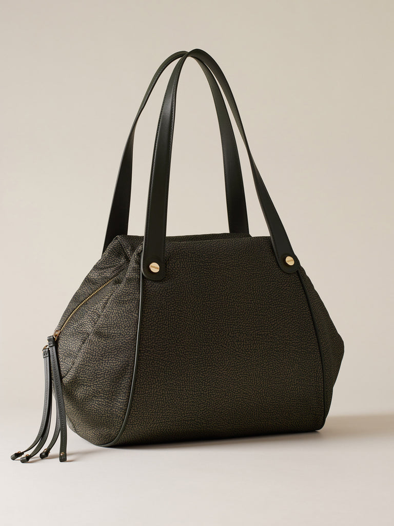 Borsa a spalla di tessuto riciclato OP - MARIE SHOPPER LARGE - Borbonese