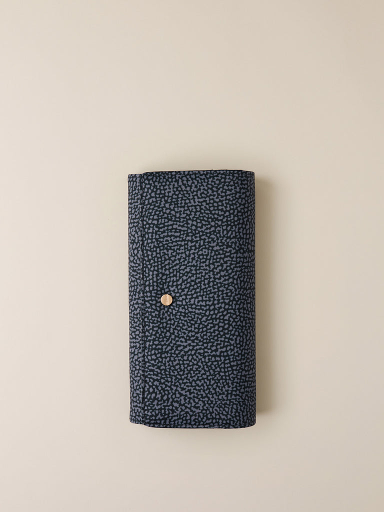 Portafoglio di Tessuto riciclato Op e Pelle - PORTAFOGLIO LARGE  - Borbonese