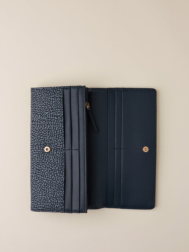 Portafoglio di Tessuto riciclato Op e Pelle - PORTAFOGLIO LARGE  - Borbonese