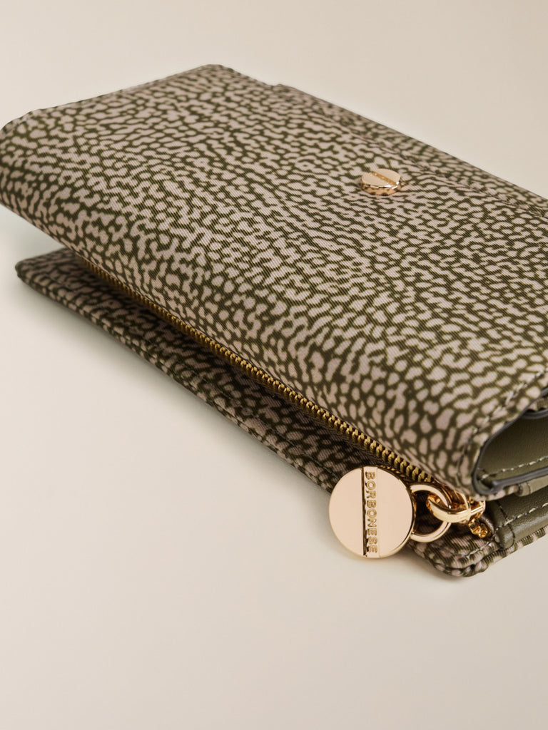 Portafoglio di Tessuto riciclato Op e Pelle - PORTAFOGLIO MEDIUM - Borbonese
