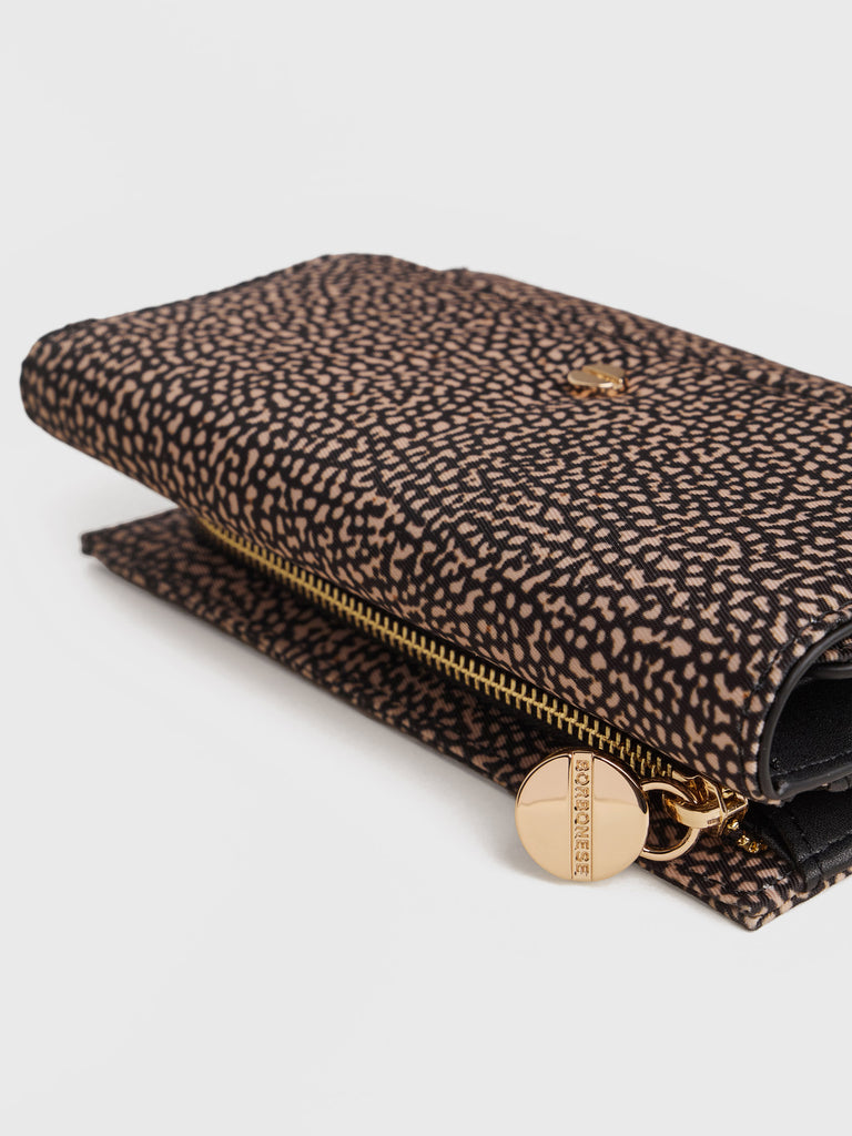 Recycled OP Fabric and Leather Wallet - CLASSICA WALLET MEDIUM - Borbonese