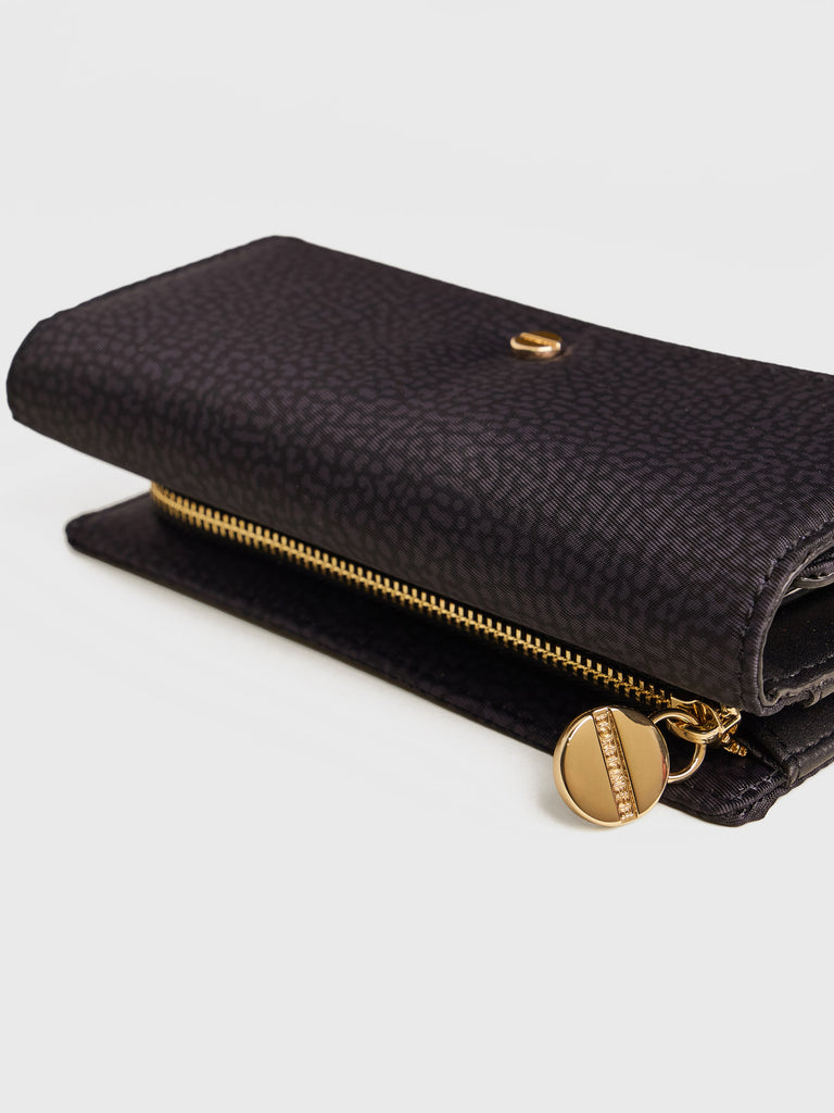 Recycled OP Fabric and Leather Wallet - CLASSICA WALLET MEDIUM - Borbonese