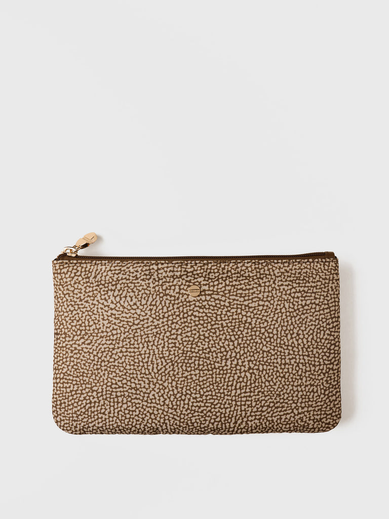 OP recycled fabric and Leather case - CLASSICA FLAT POUCH - Borbonese