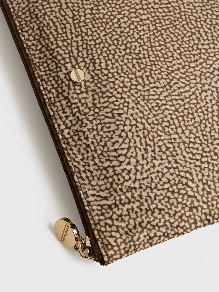 OP recycled fabric and Leather case - CLASSICA FLAT POUCH - Borbonese