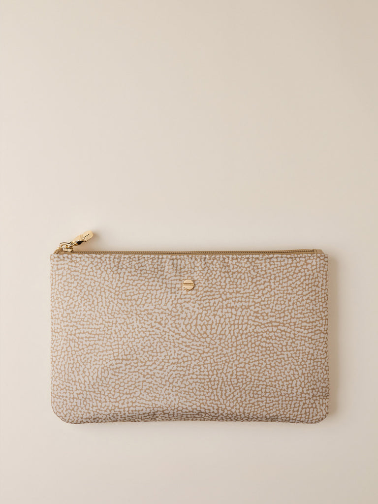 OP recycled fabric and Leather case - CLASSICA FLAT POUCH - Borbonese