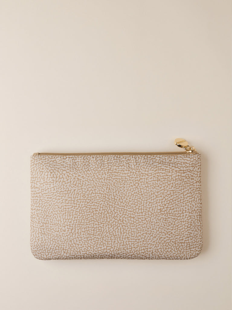 OP recycled fabric and Leather case - CLASSICA FLAT POUCH - Borbonese