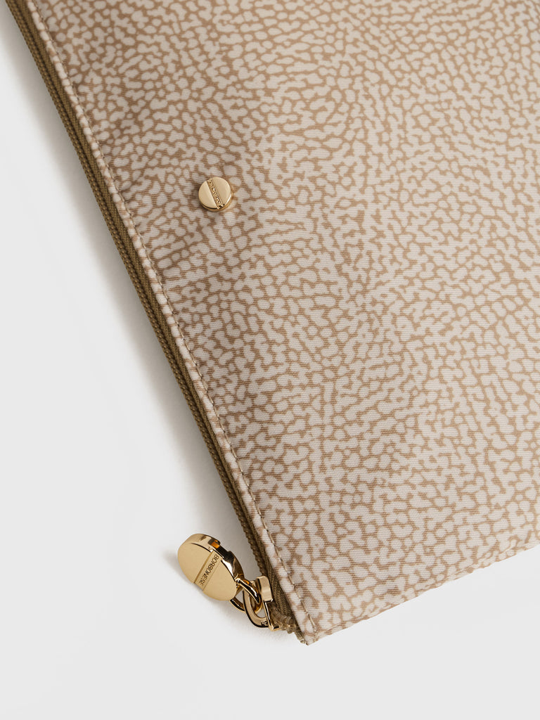 OP recycled fabric and Leather case - CLASSICA FLAT POUCH - Borbonese