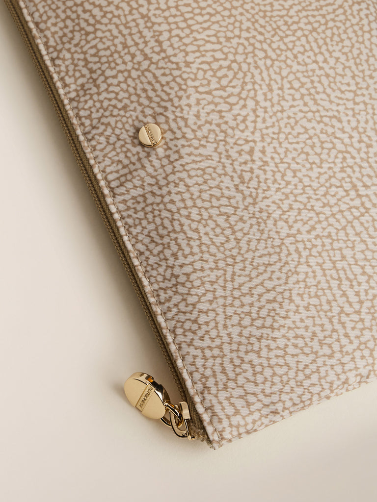 OP recycled fabric and Leather case - CLASSICA FLAT POUCH - Borbonese